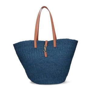 Yves Saint Laurent Blue and Tan Panier Tote.